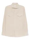Brunello Cucinelli Men Easy Fit Western Shirt In Corduroy In Neutral