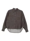 Brunello Cucinelli Double-pocket Denim Shirt In Brown
