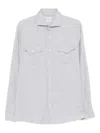 Brunello Cucinelli Double-pocket Long-sleeve Shirt In Gray