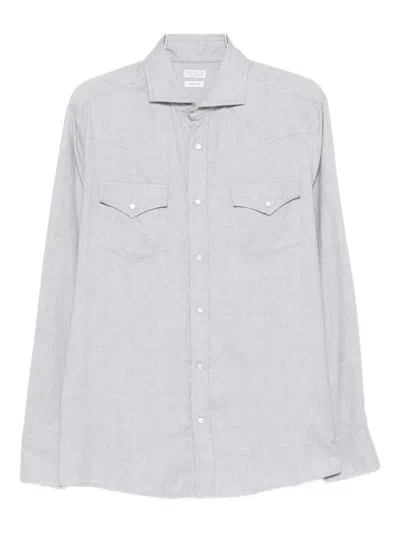 BRUNELLO CUCINELLI DOUBLE-POCKET LONG-SLEEVE SHIRT