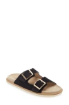 BRUNELLO CUCINELLI DOUBLE STRAP WASHED SUEDE SLIDE SANDAL