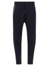 Brunello Cucinelli Casual Joggers With Drawstring And Stripes In Blue