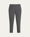 Brunello Cucinelli Double Wool Canvas Skinny-leg Ankle Cigarette Pants In Gray
