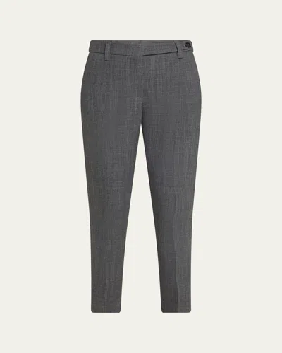 Brunello Cucinelli Double Wool Canvas Skinny-leg Ankle Cigarette Pants