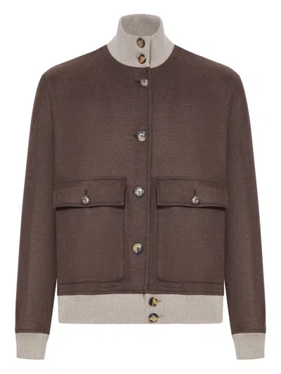 BRUNELLO CUCINELLI DOUBLE WOOL FLANNEL BOMBER JACKET