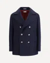 Brunello Cucinelli Double-breasted Wool Coat With Peak Lapels In Blue