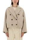 Brunello Cucinelli Double Woven Wool And Cashmere Caban In Beige