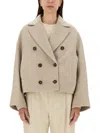 Brunello Cucinelli Double Woven Wool And Cashmere Caban In Beige
