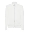 Brunello Cucinelli Funnel-neck Cashmere Cardigan In White