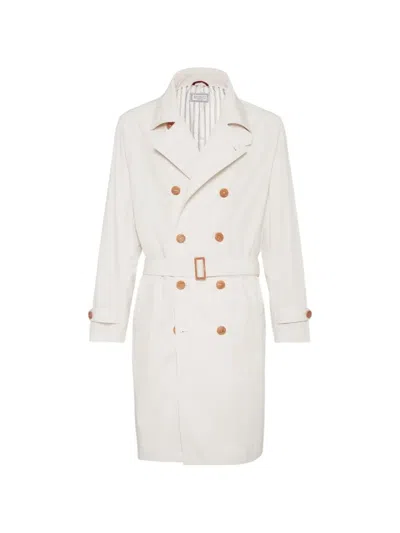 Brunello Cucinelli Double-breasted Belted Trench Coat In White