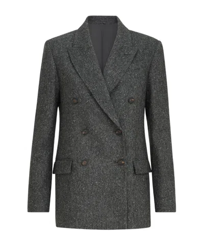 Brunello Cucinelli Double-breasted Blazer In Gray