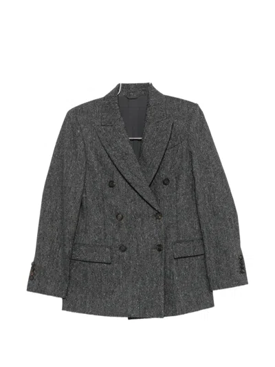 Brunello Cucinelli Double-breasted Blazer In Gray