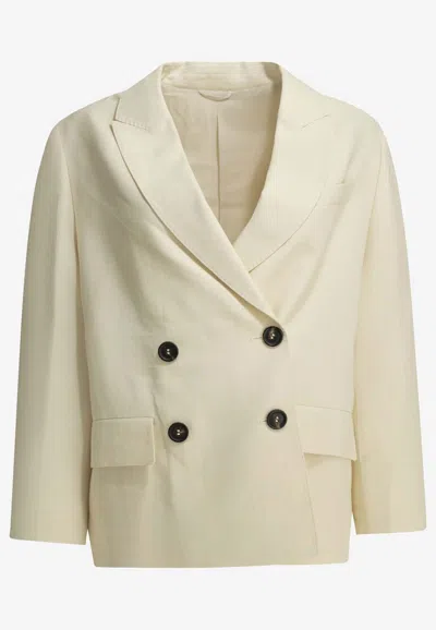 Brunello Cucinelli Double-breasted Buttoned Blazer In Neutral
