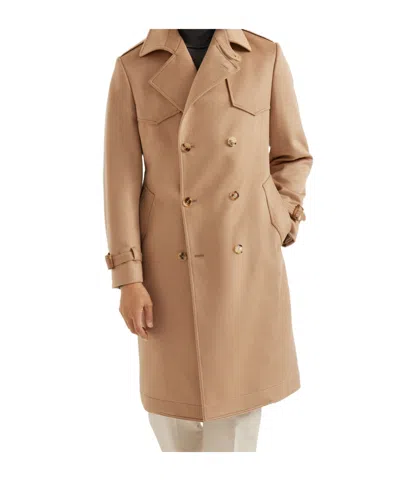 Brunello Cucinelli Double-breasted Cashmere Coat In Beige