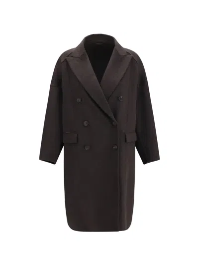 Brunello Cucinelli Double-breasted Cashmere Coat In Brown