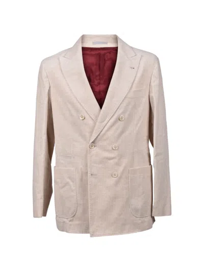 Brunello Cucinelli Double-breasted Corduroy Blazer In Gray