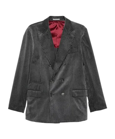 Brunello Cucinelli Double-breasted Corduroy Blazer In Animal Print