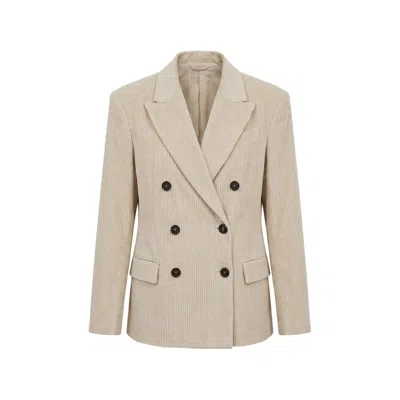 Brunello Cucinelli Double-breasted Corduroy Blazer In Brown