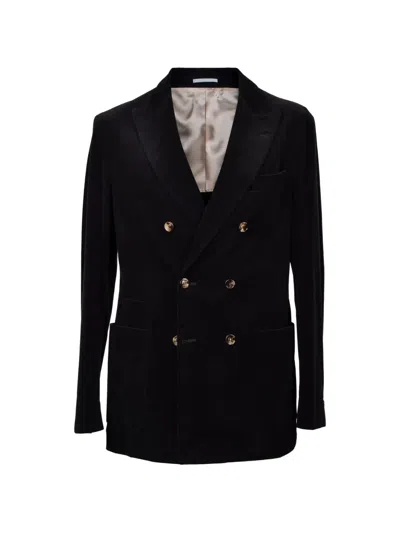 Brunello Cucinelli Double-breasted Corduroy Blazer In Black