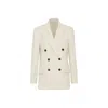 Brunello Cucinelli Double-breasted Cotton-viscose Blazer In White