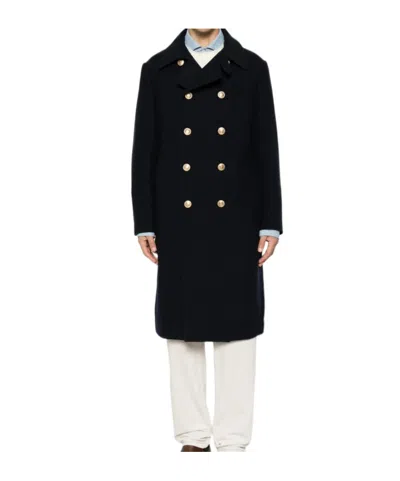 Brunello Cucinelli Double-breasted Crest-button Coat In Black