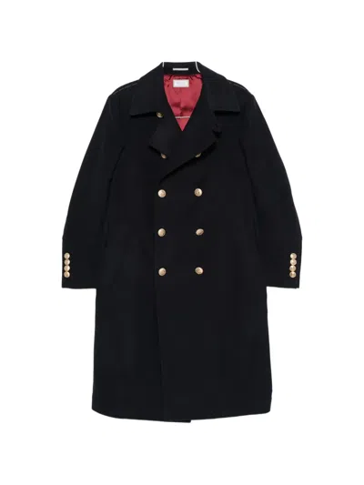 Brunello Cucinelli Double-breasted Crest-button Coat In Black