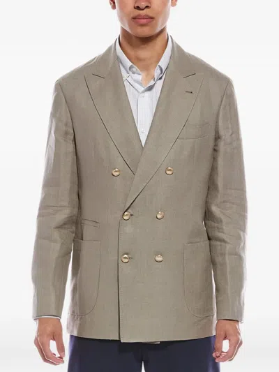 Brunello Cucinelli Double-breasted Deconstructed Blazer In Neutral