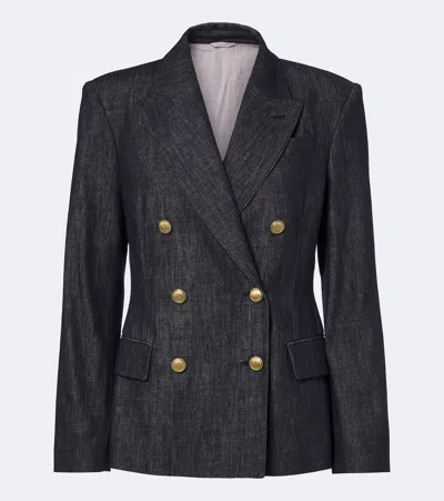 Brunello Cucinelli Double-breasted Denim Blazer In Blue