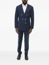 Brunello Cucinelli Houndstooth Patterned Wool Blend Suit With Double-breasted D In Blue
