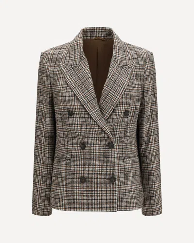 Brunello Cucinelli Double-breasted Jacket In Alpaca And Wool Blend In Brown