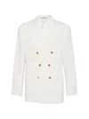 Brunello Cucinelli Patched Pocket Double-breasted Plain Dinner Jacket In White