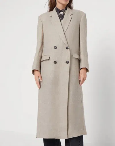 Brunello Cucinelli Double-breasted Linen Coat In Beige
