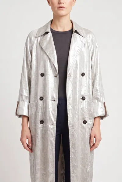 Brunello Cucinelli Double-breasted Linen Coat In Multi