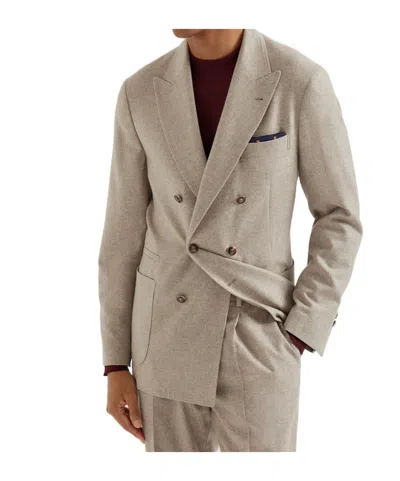Brunello Cucinelli Double-breasted Patch-pocket Blazer In Beige