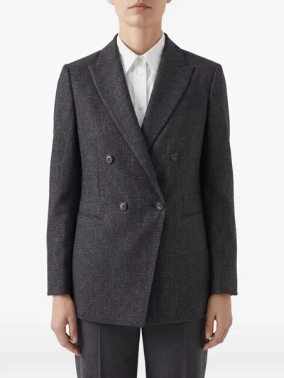 Brunello Cucinelli Double-breasted Peak-lapel Blazer In Gray