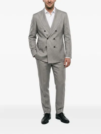 Brunello Cucinelli Double-breasted Peak-lapel Suit In Gray