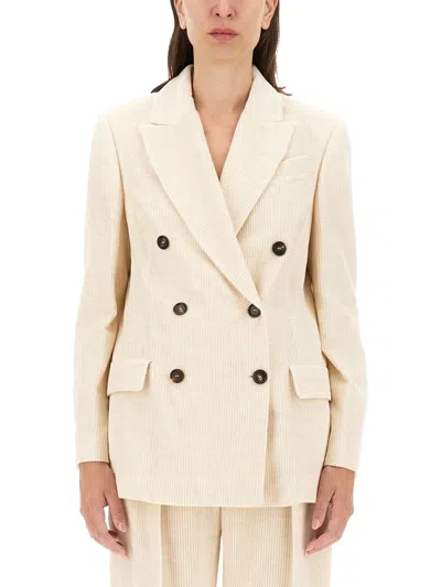 Brunello Cucinelli Double-breasted Regular-fit Jacket In Neutral