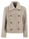 Brunello Cucinelli Double-breasted Shearling Jacket In Multi