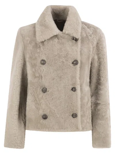 BRUNELLO CUCINELLI BRUNELLO CUCINELLI DOUBLE-BREASTED SHEARLING JACKET