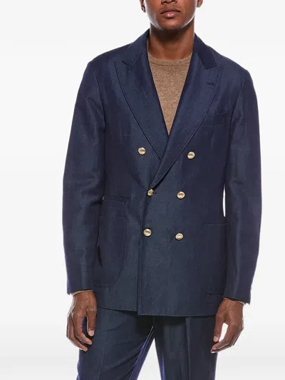 Brunello Cucinelli Double-breasted Suit In Blue