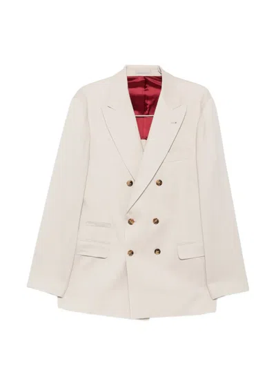 Brunello Cucinelli Double-breasted Suit In Neutral