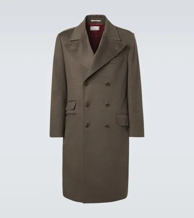 Brunello Cucinelli Double-breasted Virgin Wool Overcoat In Gray