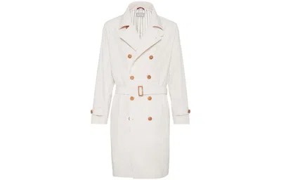 Brunello Cucinelli Double-breasted With Belted Waist Jacket In White