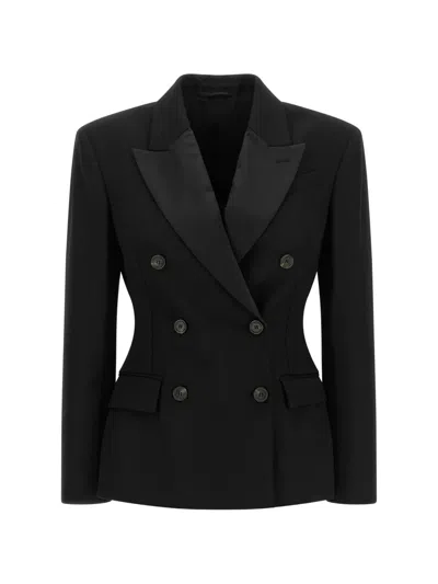 Brunello Cucinelli Viscose And Virgin Wool Tuxedo Jacket With Monili In Black