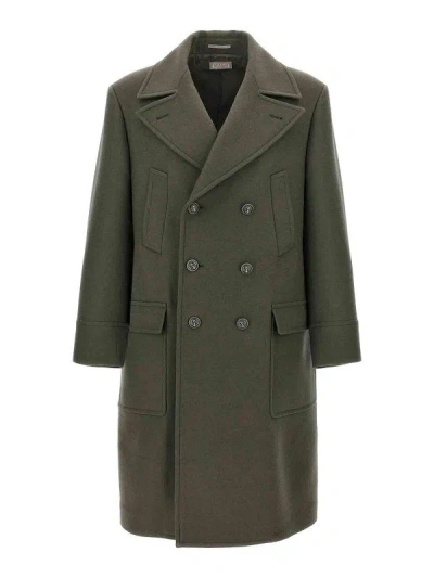 Brunello Cucinelli Double-breasted Wool Coat In Green
