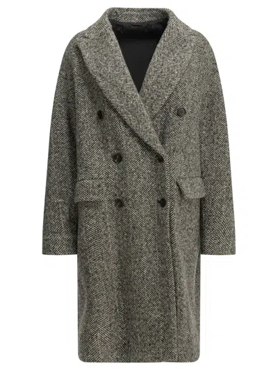 Brunello Cucinelli Double-breasted Wool Jacket With Peak Lapels For Women In Green