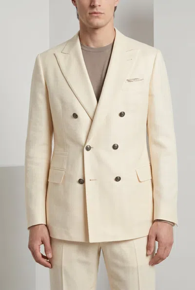Brunello Cucinelli Double-breasted Wool-silk-linen Suit In Gray