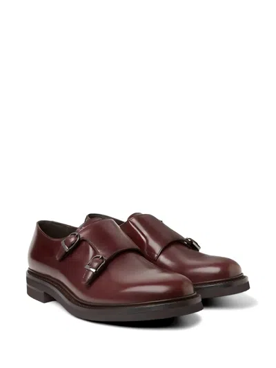 Brunello Cucinelli Double-buckle Leather Monk Shoes In Brown