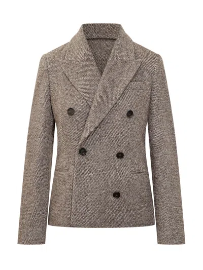 Brunello Cucinelli Doubled Layered Blazer In Brown
