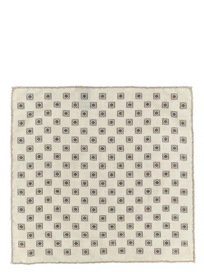Brunello Cucinelli Double-face Silk Geometric Clutch In Cream